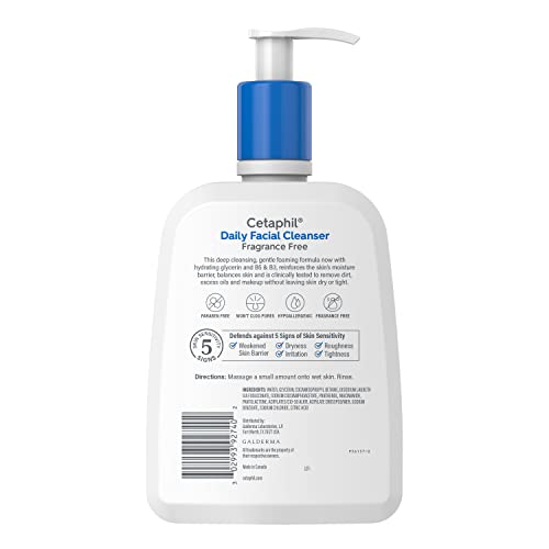 Cetaphil Face Wash, Daily Facial Cleanser for Sensitive, Combination to Oily Skin, 16 Oz, Fragrance Free