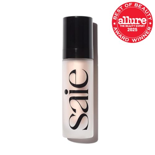 Saie Glowy Super Gel - Hydrating Makeup Primer and Illuminating Glow Serum Enriched with Vitamin C and Squalane Oil - All-Over Liquid Highlighter Makeup for Instant Glass Skin - Starglow (1 oz) SaieBuy Supplements Australia
