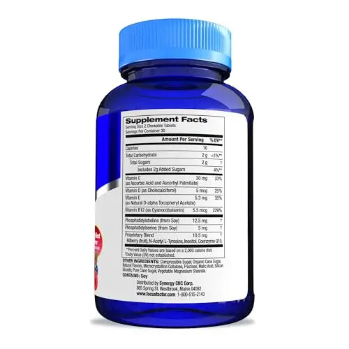 Focus Factor Kids Complete Daily Chewable Vitamins: Multivitamin & Neuro Nutrient (Brain Function) w/Vitamin B12, C, D3-60 Count Focus Factor