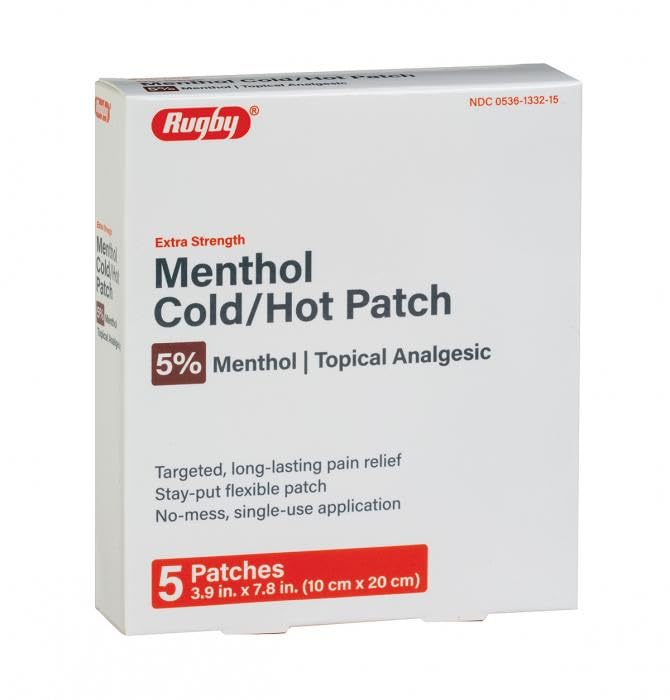 Rugby Extra Strength Topical Analgesic 5% Menthol Cold/Hot Patch - 5 Patches RUGBY LABORATORIESBuy Supplements Australia