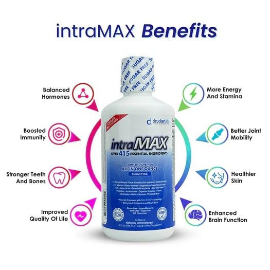 intraMAX Drucker Labs Organic Sugar-Free All-in-One Performance Liquid Multivitamin for Men & Women | Non-GMO, Gluten & Dairy Free | with Magnesium, Zinc, Vitamins D, C & E | 32 oz intraMAX buy supplements Au