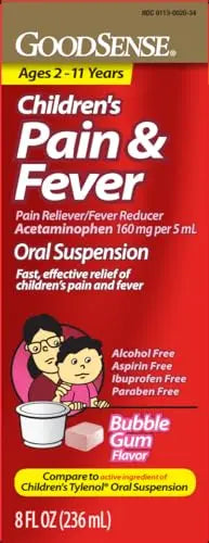 GoodSense Children's Pain and Fever Oral Suspension Liquid, Acetaminophen 160 mg per 5 mL, Bubble Gum Flavor GoodSenseBuy Supplements Australia