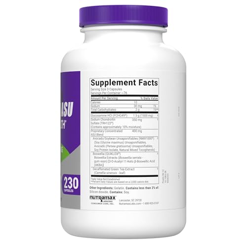 Nutramax Laboratories Cosamin® ASU Joint Health Supplement with Glucosamine, Chondroitin & ASU for Adult Men & Women, Joint Supplement, 230 Capsules Nutramax LaboratoriesBuy Supplements Australia