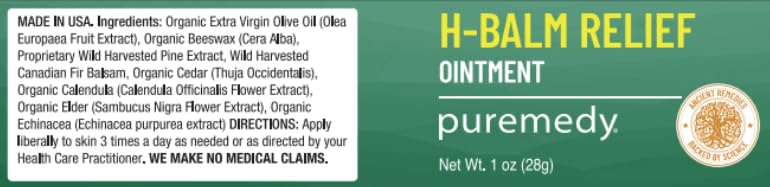 Puremedy - H-Relief Balm - All-Natural Salve for Bottom Lumps and Fissures, with Only Certified Organic or Wild Harvested Ingredients, 1 oz PuremedyBuy Supplements Australia