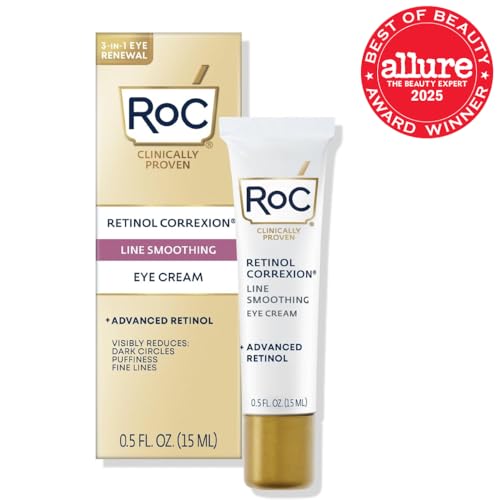 RoC Retinol Correxion Under Eye Cream for Dark Circles & Puffiness, Daily Wrinkle Cream