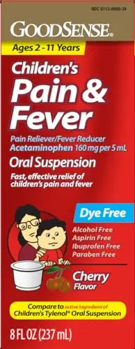 GoodSense Children's Dye-Free, Acetaminophen 160 mg per 5 mL Oral Suspension, Cherry Flavor, 8 FL OZ GoodSenseBuy Supplements Australia