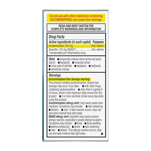 GoodSense Dual Action Acetaminophen and Ibuprofen (NSAID) Tablets, 250 mg/125 mg, Back Pain, 18 Count GoodSenseBuy Supplements Australia