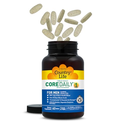 Country Life Core Daily-1 for Men - Multivitamin with Probiotics, Saw Palmetto, Pumpkin Seed Extract, and Coenzymated B Vitamins - Gluten-Free and Vegetarian - 60 Tablets Country LifeBuy Supplements Australia
