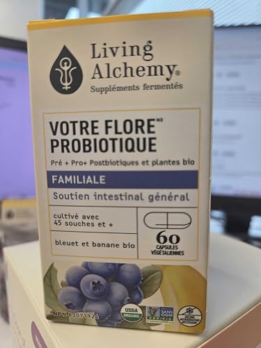 Your Flora Probiotic Family – Non-GMO Probiotics with Fermented Soybean, Banana, & Blueberry for Digestion & Gut Support – Prebiotics, Postbiotics, Digestive Enzymes – Living Alchemy, 60 Capsules Living Alchemy buy supplements Au
