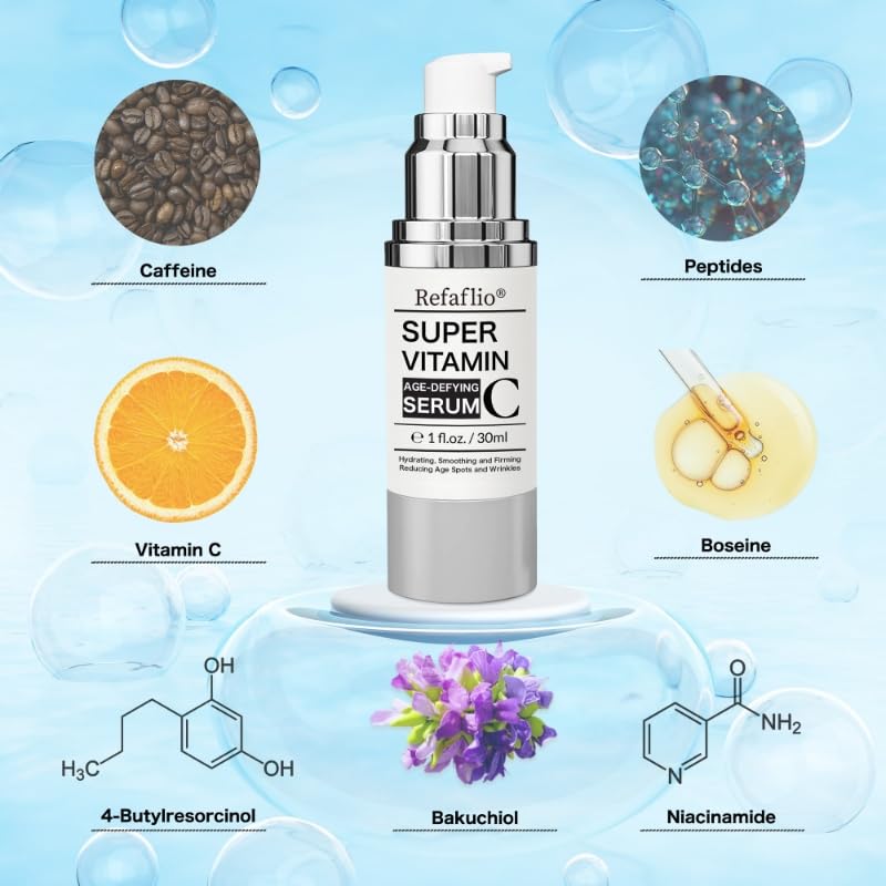 Super Vitamin C Serum for Women over 70, Rapid Anti Aging Cream, Face Lift Cream, Hydrates, Softens, Lifts and Firms, Fights Wrinkles, Advanced Super Serum C 3PCS. (90ml) RefaflioBuy Supplements Australia