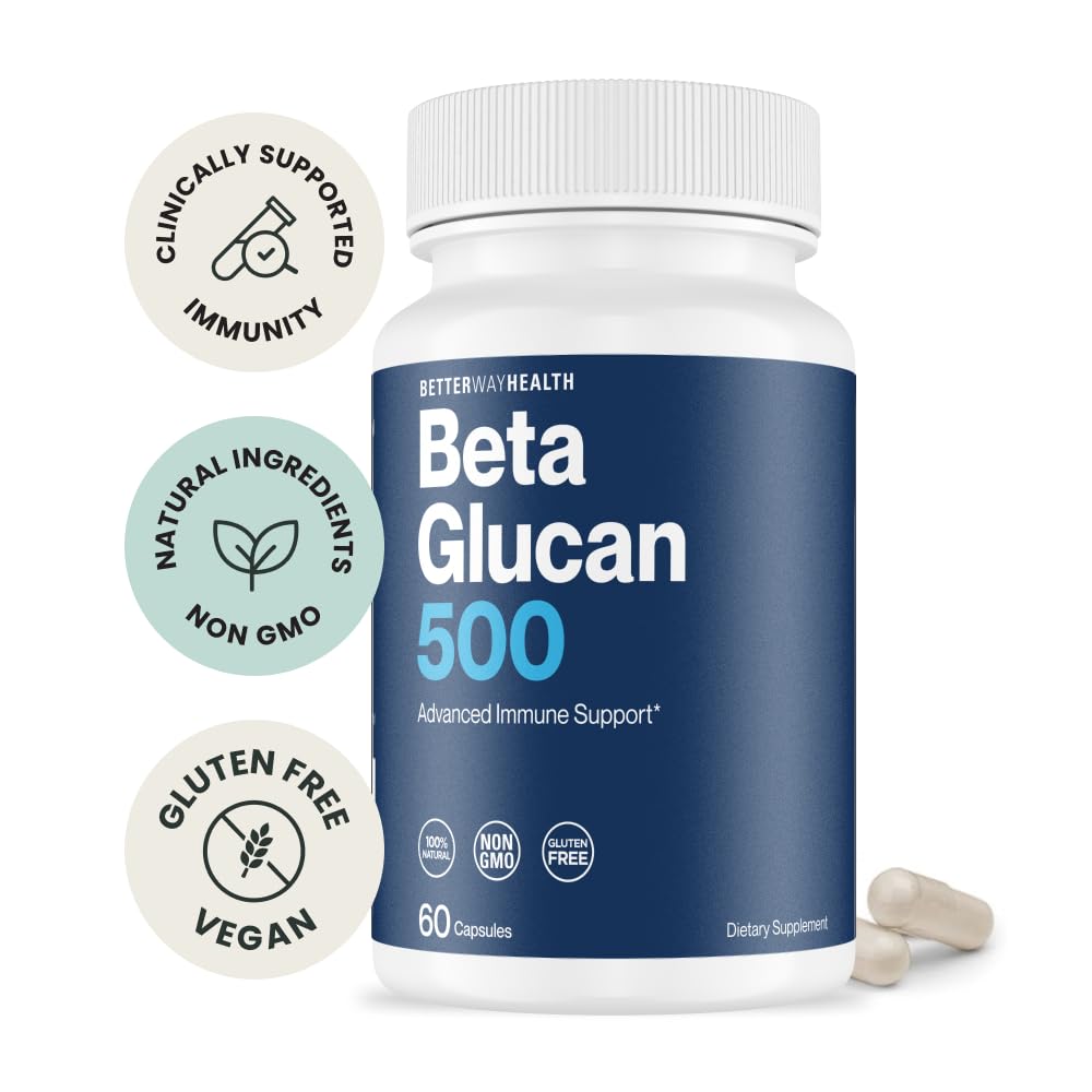 Better Way Health™ - Advanced Immune Readiness - Highly Purified 1,3/1,6 Beta Glucan 500 - Clinically Tested Immune Defense - 500mg/60 Capsules (Pack of 1) Better Way HealthBuy Supplements Australia