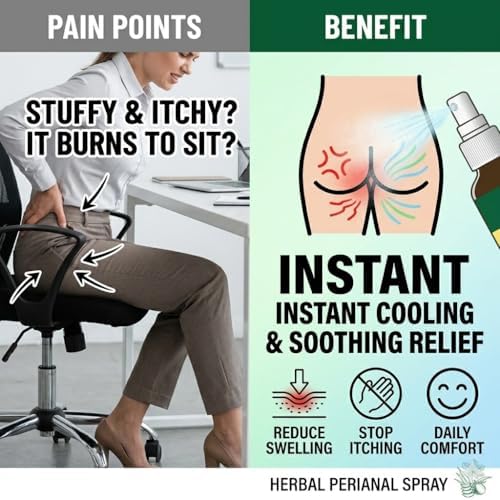 Herbal Hemorrhoid Relief Spray - Fast Acting Relief for Anal Swelling, Itching & Pain, Soothing Perianal Nursing Spray for Discomfort, Natural Plant-Based Formula, 30ML / 1 FL.OZ Aus HealthcareBuy Supplements Australia