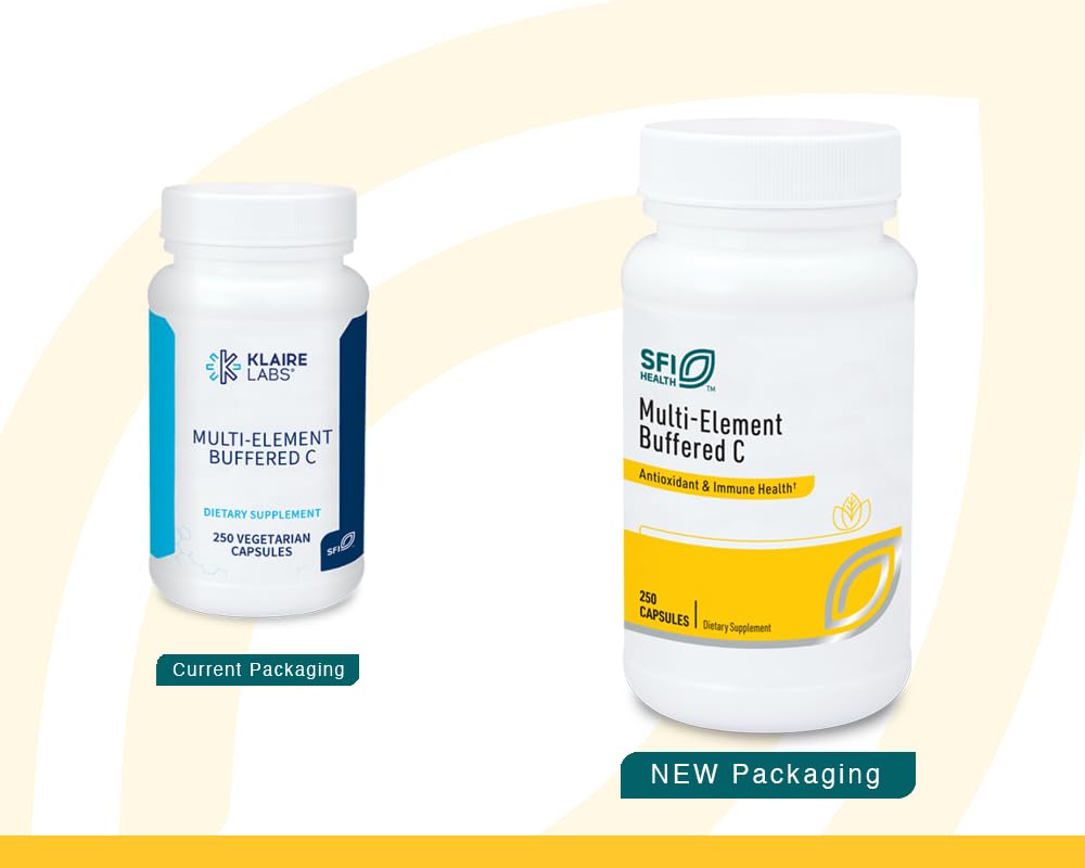 SFI Health Klaire Labs Buffered Vitamin C Capsules with Quercetin Bioflavonoids & L-Glutathione to Support Immune Function & Antioxidant Protection - Hypoallergenic & Gentle on Stomach (250 Capsules) SFI HealthBuy Supplements Australia