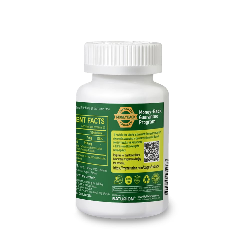 NATURION H. Pylori Support - Digestive Health Supplement with G-FOS Blend, Whey Protein, Licorice, Mastic Gum, Vitamin U, and Vitamin B2 - Stomach Comfort & Gut Balance - 60 Tablets, 30 Day Supply NATURION buy supplements Au
