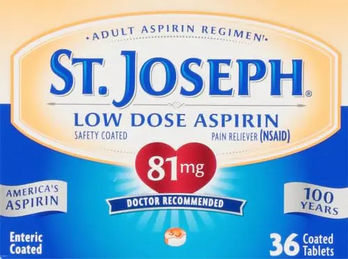 St. Joseph Aspirin Pain Reliever (NSAID) 81mg, Enteric Safety Coated, Adult Low Dose Regimen, 36 ct St. JosephBuy Supplements Australia