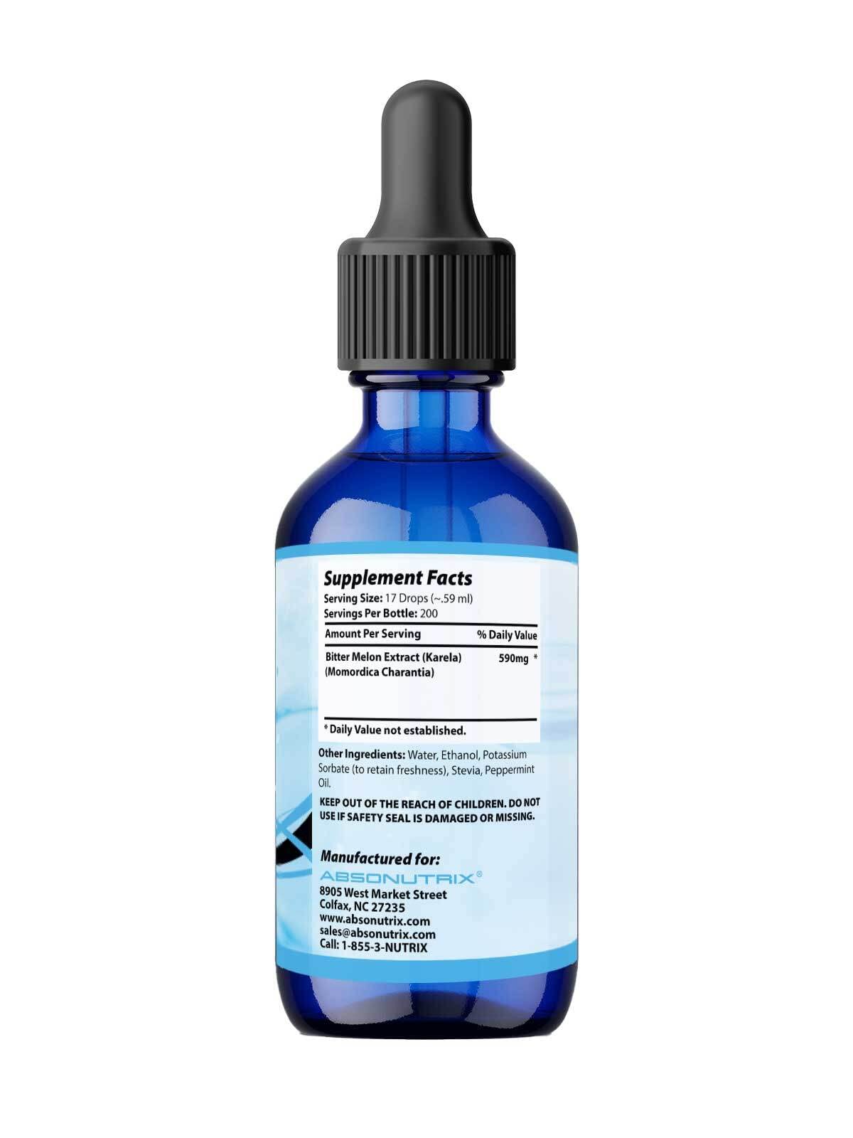 Absonutrix Bitter Melon Extract 590 mg, 4 Fl Oz, 200 Servings, Optimum Bioavailability, Quality Ingredients, Cruelty-Free Products, Non-GMO, Third-Party Tested, GMP-Certified, Made in USA Absonutrix buy supplements Au