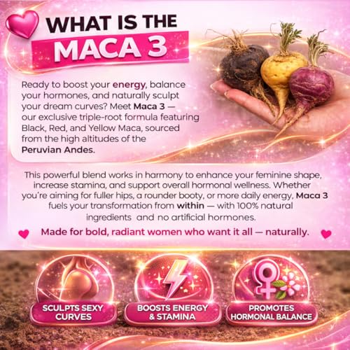 Maca 3 Capsules – Black, Red & Yellow Maca Root Blend – Feminine Balance & Natural Body Support – Herbal Formula Curvy FruitBuy Supplements Australia