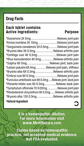 MediNatura T-Relief Extra Strength Arthritis Pain Reliever Arnica +12 Natural Medicines for Joint Soreness Stiffness Aches, Quick Dissolving Pain Relief for Women & Men - 100 Tablets (Pack of 3) MediNaturaBuy Supplements Australia