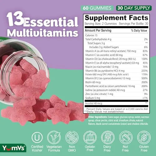 Multivitamin Gummies for Adults, Daily Gummy Vitamin for Women & Men, Immune Support Multivitamin Supplement YUM-V'S