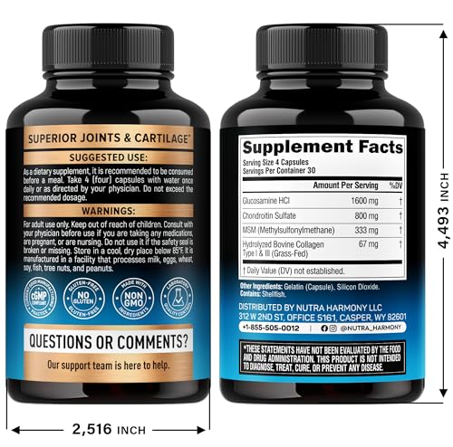 Glucosamine Chondroitin MSM Collagen | HSA | Joint Support Supplement 2800 mg | Made in USA | FSA Approved Product Items | Flexibility Nutritional Vitamins