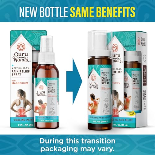 GuruNanda Menthol with Magnesium Spray for Pain Relief – 10.5% Menthol Cooling Spray for Muscle, Joint & Back Discomfort – No-Mess, Fast-Acting Relief, Pack of 3 GuruNandaBuy Supplements Australia