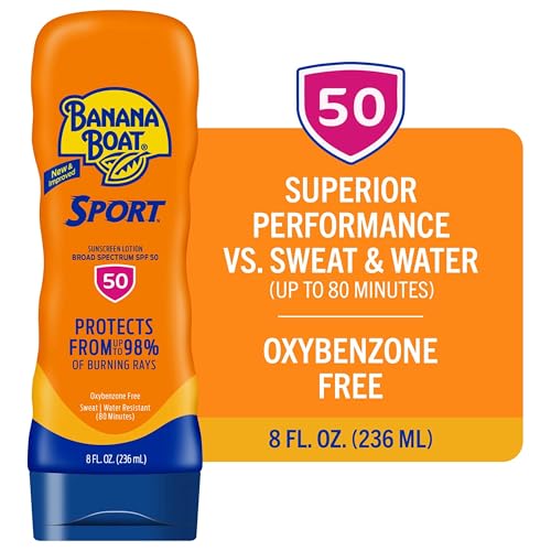 Banana Boat Sport Ultra SPF 50 Sunscreen Lotion, 8oz | Banana Boat Sunscreen SPF 50 Lotion, Oxybenzone Free