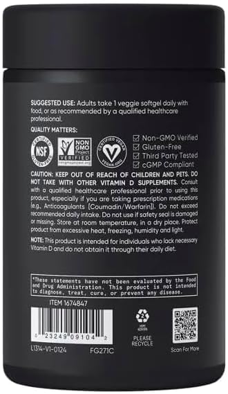 Sports Vitamin D3 K2 with 5000iu of Plant-Based D3 & 100mcg of Vitamin K2 as MK-7, Non-GMO Verified & Vegan Certified - 160 Liquid Softgels - Pack1 Generic buy supplements Au