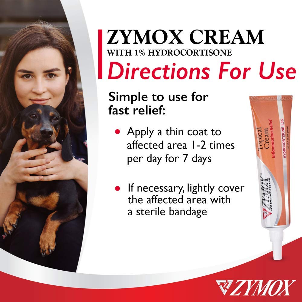 Zymox Veterinarian Strength Topical Cream with 1% Hydrocortisone for Dogs and Cats, 1oz Zymox buy supplements Au