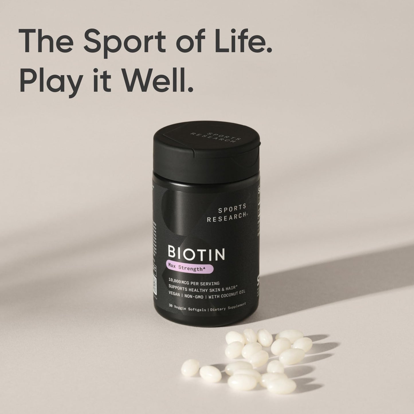 Sports Research® Biotin 10,000mcg with Organic Coconut Oil - Biotin (Vitamin B7) for Healthy Skin and Hair Support* - for Women and Men - Vegan, Non-GMO, Gluten & Soy-Free - 30 Veggie Softgels Sports Research buy supplements Au