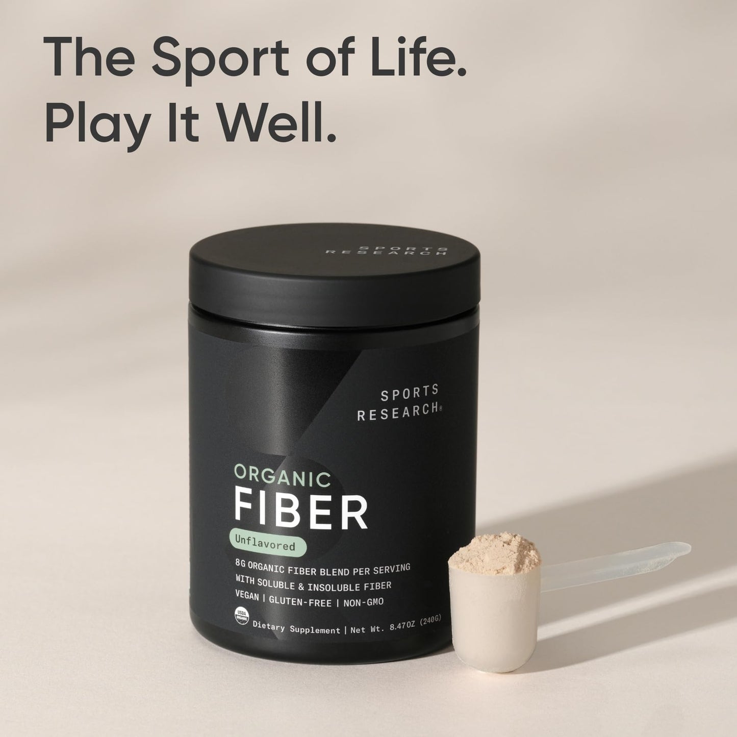 Sports Research® Organic Fiber Unflavored – Organic Fiber Powder - Daily Psyllium Husk and Prebiotic Agave Inulin, Helps Maintain Regularity* with Soluble & Insoluble Fiber - Easy to Mix, 30 Servings Sports Research buy supplements Au