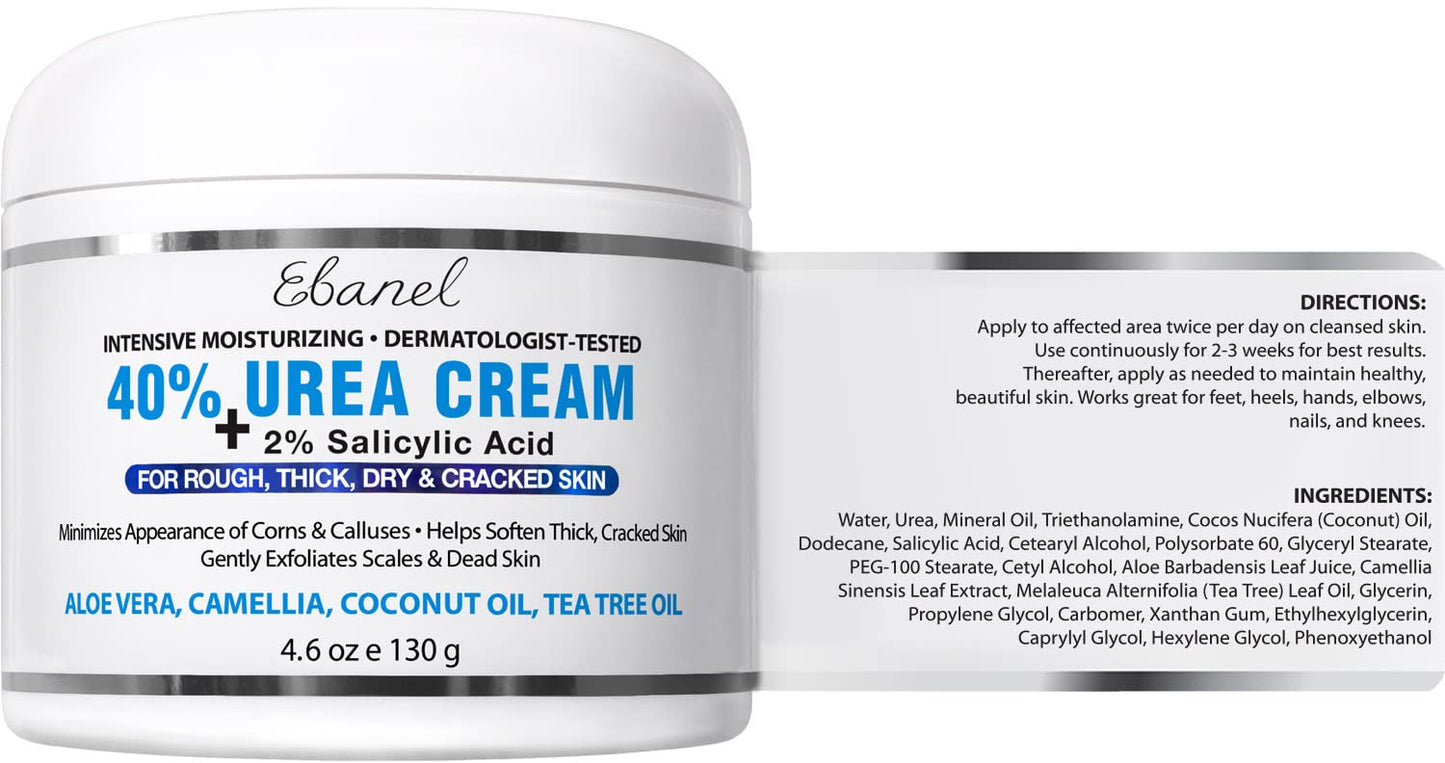 Ebanel Bundle of 2 Pack 40% Urea Cream 4.6 Oz, and Pain Relief Cream Arnica Menthol 2.28 Oz