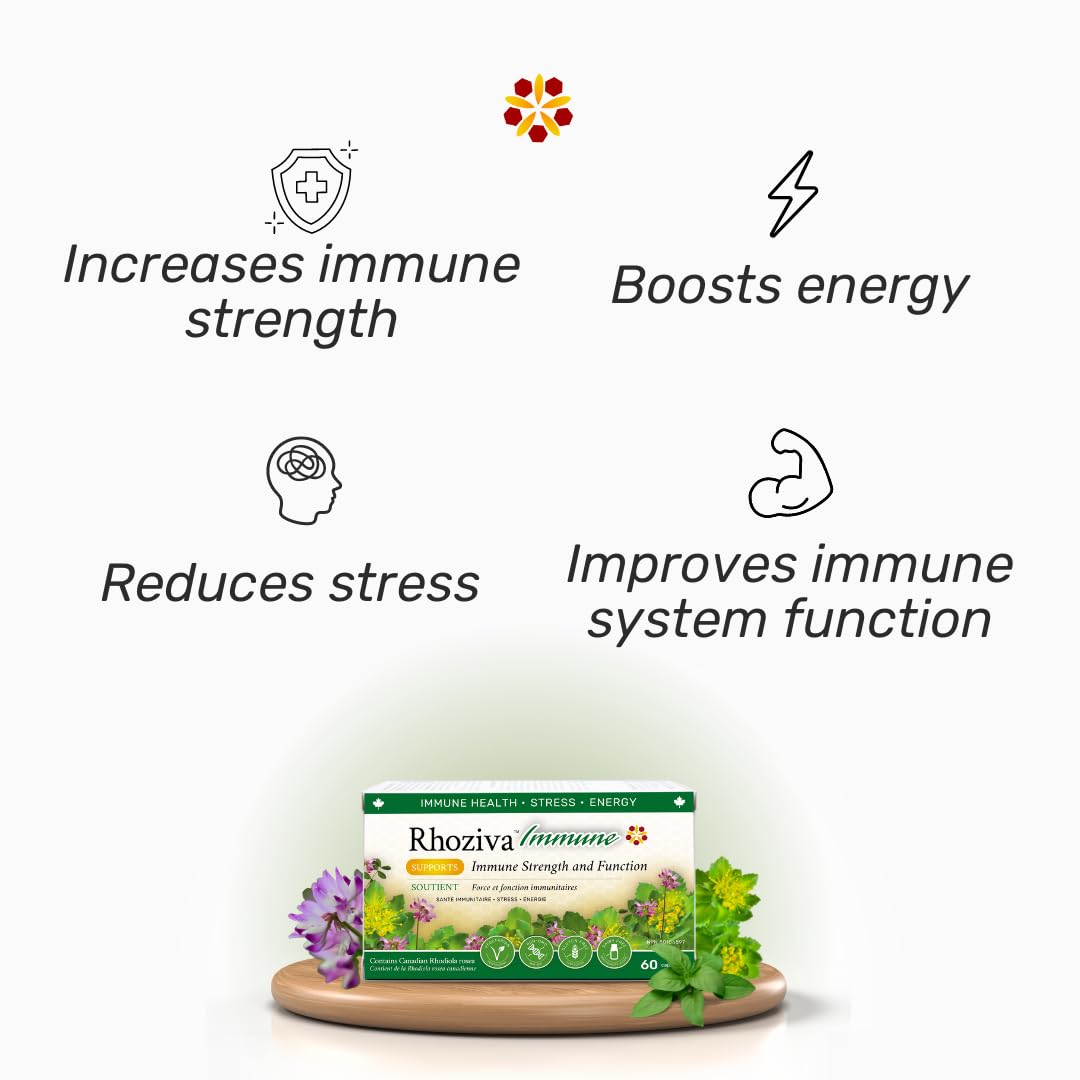 Immune Support, Energy Booster with Vitamin C, D3 and Zinc Supplement, Rhodiola Rosea, Reishi Mushroom Extract, Astragalus, Overall Wellness and Daily Habit - 60 Capsules Rhoziva buy supplements Au