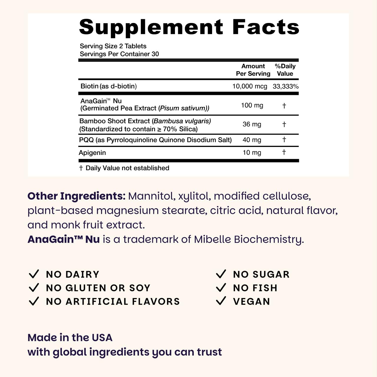 EZ Melts Hair Health Complete - Hair Supplement to Support Strength & Growth - Includes AnaGain Nu, Biotin, Apigenin, Bambo Silica & More - 60 Sublingual Tablets (30 Servings) EZ Melts buy supplements Au