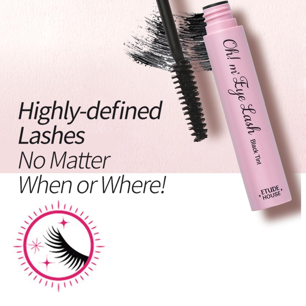 ETUDE Oh M'Eye Lash Black Tint Mascara – Natural Glossy Effect with Long Lasting Strong Curl System, Volume Enhancing, Smudge-Free, Improved fixation and water resistance, Korean Makeup, Kbeauty ETUDEBuy Supplements Australia
