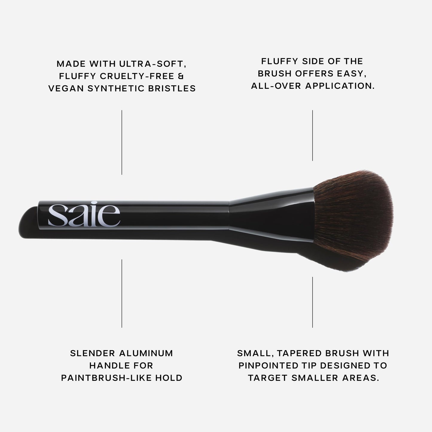 Saie Powder Blush Brush - Fluffy Makeup Brush for Cheeks - Ultra-Soft Tapered Bristles for a Precise, Diffused Application - For Pressed or Loose Powder Face Makeup, Bronzer + Blush - Vegan (1 Count) SaieBuy Supplements Australia