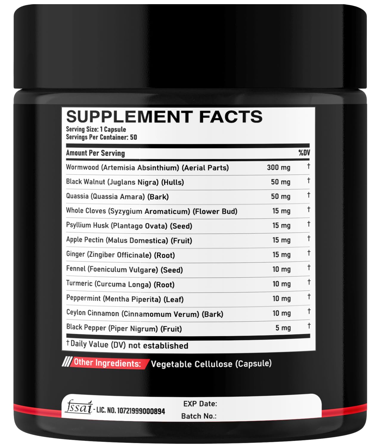 DEDICAD Wormwood Capsules - 12 Herbs Blended Black Walnut, Cloves, Ginger, Turmeric, Cinnamon, Apple, Quassia - 2 Packs 50 Capsules DEDICADĀ buy supplements Au
