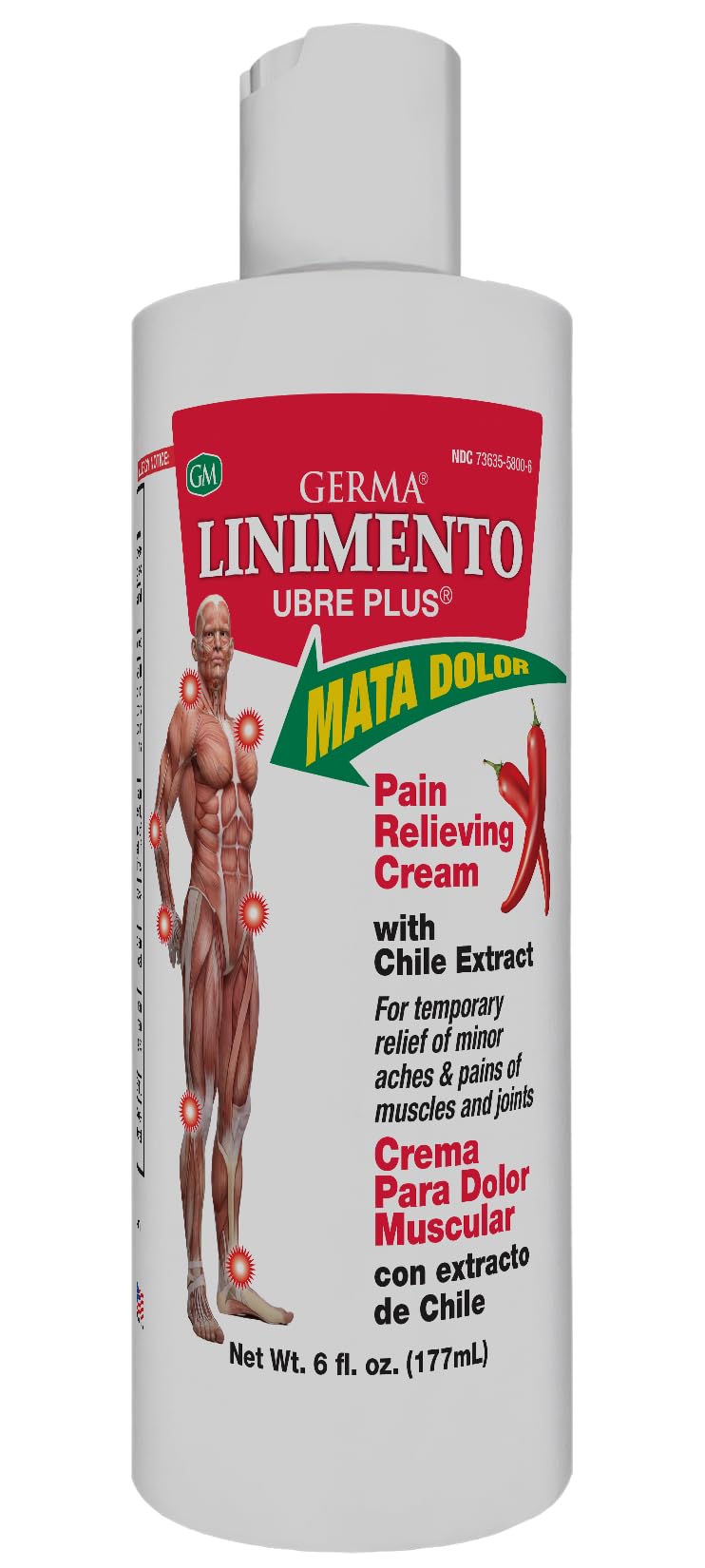 Germa Liniment Udder Plus. Natural Topical Analgesic Ointment. Relief for Pain and Aches in Joints and Back. With Chile Extract. 6 oz. Pack of 3 GermaBuy Supplements Australia