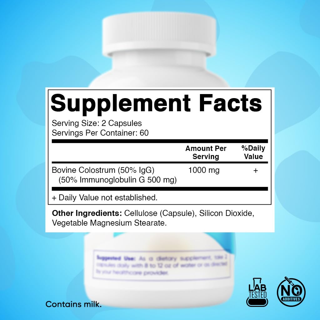 Vitamatic Bovine Colostrum Supplement 1000 mg per Serving - 50% Highest IgG - Supplement for Gut Health, Hair Growth, Beauty, Muscle Recovery, & Immune Support - 120 Capsules - 2 Pack VitamaticBuy Supplements Australia