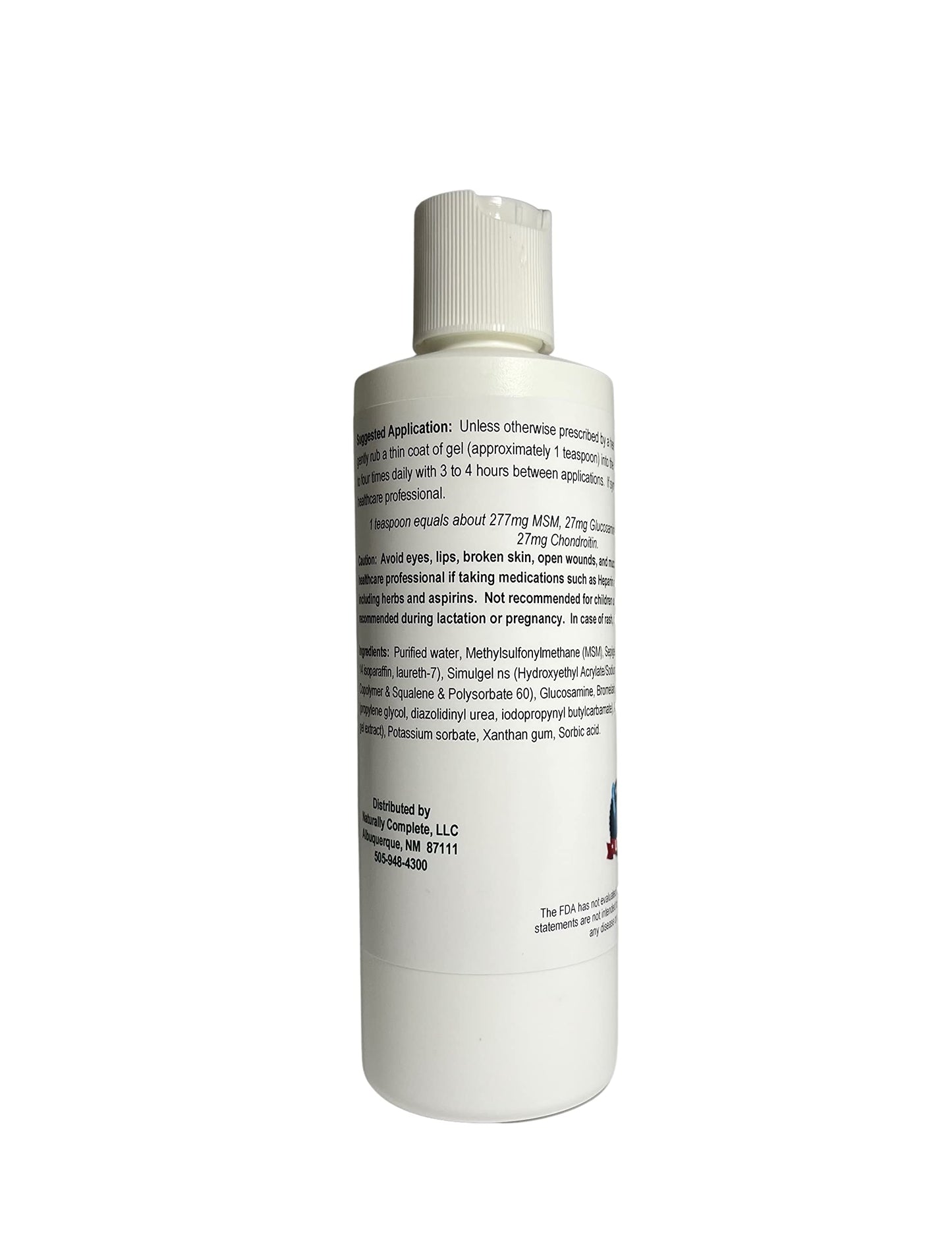 Naturally Complete MSM Plus Glucosamine Bromelain & Chrondroitin 8 oz. Bottle Naturally CompleteBuy Supplements Australia