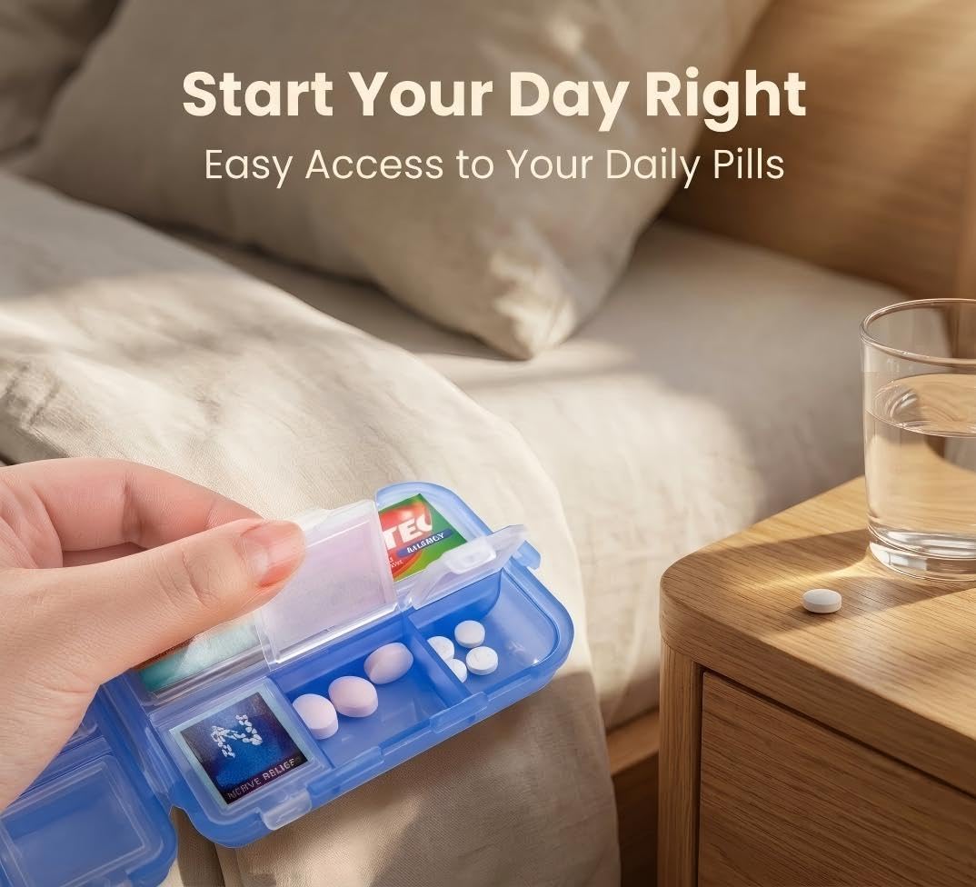 Pill Organizer with Medicine Labels Travel Daily Pill Container Mini Medication Organizer Storage Pill Organizer Travel Essentials Pill Case 7 Day (Pink & 161 Lables) iouwei buy supplements Au
