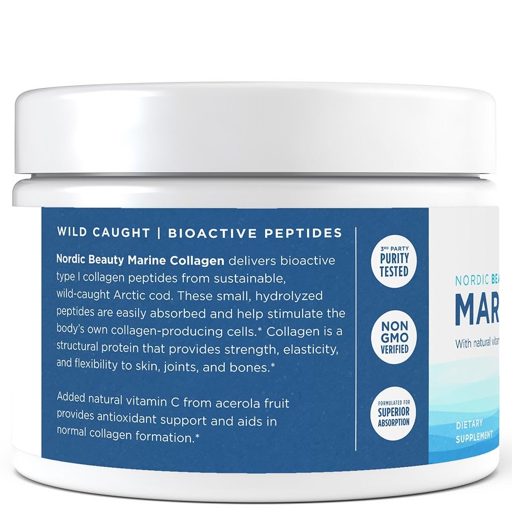 Nordic Naturals Nordic Beauty Marine Collagen Powder, Strawberry - 5.29 Ounces - Collagen Powder Supplement for Healthy Skin, Joints, and Bones, Vitamin C for Antioxidant Support - 30 Servings Nordic Naturals buy supplements Au