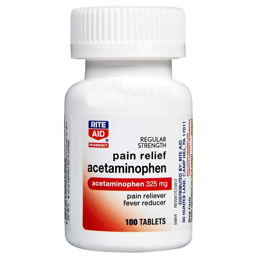 Rite Aid Regular Strength Pain Relief Acetaminophen, 325mg - 100 Tablets | Pain Reliever and Fever Reducer | Joint Pain Relief | Muscle Pain Relief | Arthritis Pain Relief | Back Pain Relief Products Rite AidBuy Supplements Australia