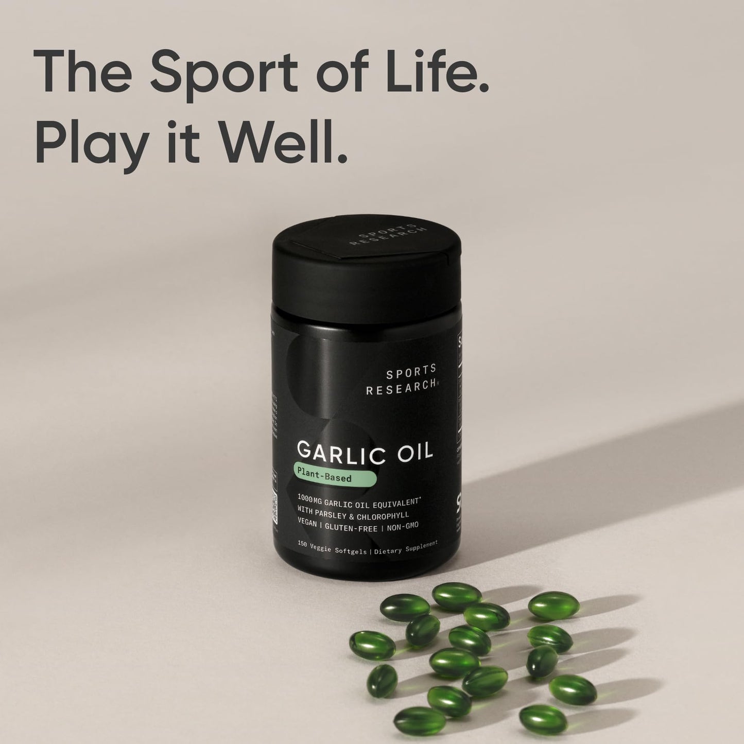 Sports Research® Odorless Garlic Oil Pills with Parsley & Chlorophyll - Vegan Certified · Non-GMO · Gluten Free - 150 Plantgel Capsules Sports Research buy supplements Au