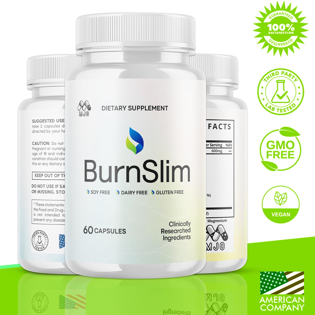 (5 Pack) Burn Slim Capsules, Official Burnslim Pills with All Natural Ingredients, Advanced Burn Slim Health and Wellness Supplement Supporting Active Lifestyle for Women and Men (300 Capsules) MJOBuy Supplements Australia