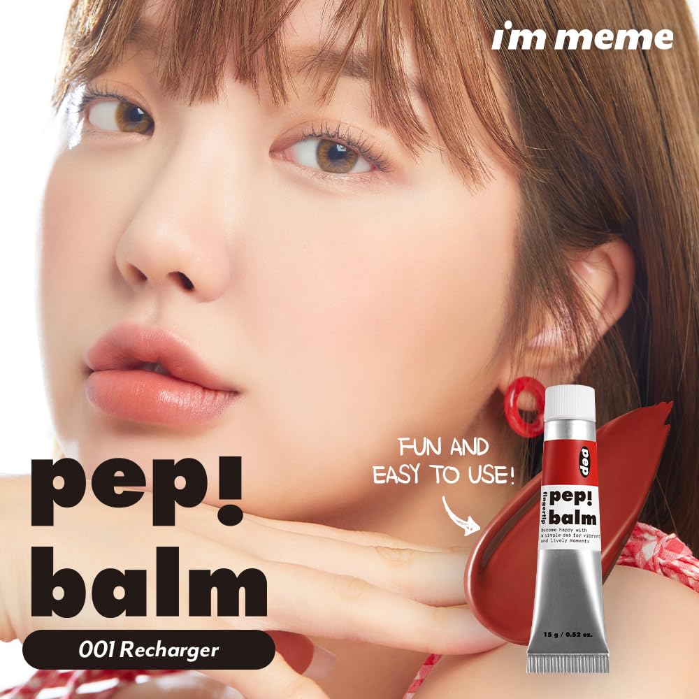 I'M MEME Lip and Cheek Tint - PepBalm 001 Recharger | Wtih Shea Butter, Gift, Liquid Blush, Travel-Friendly, Highly Pigmented, Non-Drying, Sheer Balm Gross Tint, 0.52 Oz I'M MEMEBuy Supplements Australia