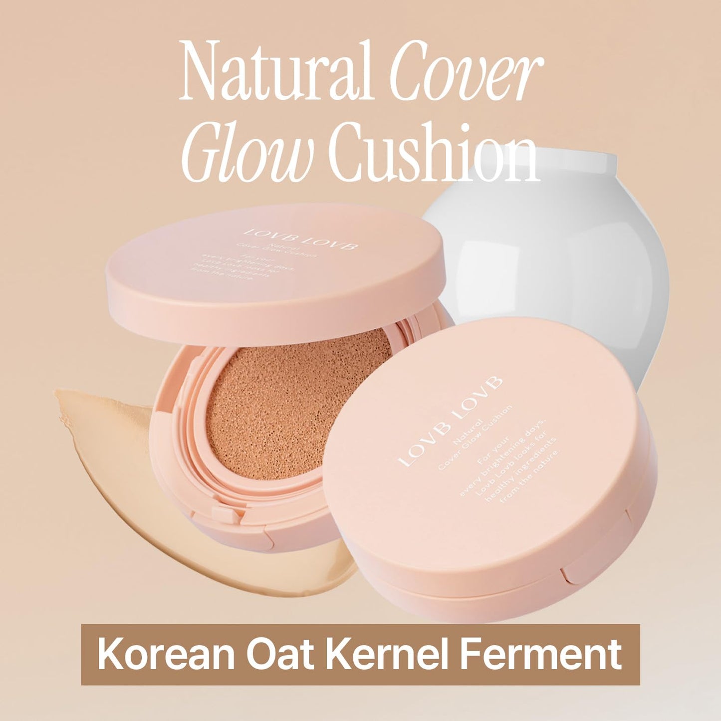 LOVB LOVB Natural Cover Glow Cushion Foundation | Satin Radiant Finish | Korean Foundation Makeup | Long-Lasting Natural Coverage | for All Skin Types 0.42 oz. (23N Natural Beige) LOVB LOVBBuy Supplements Australia