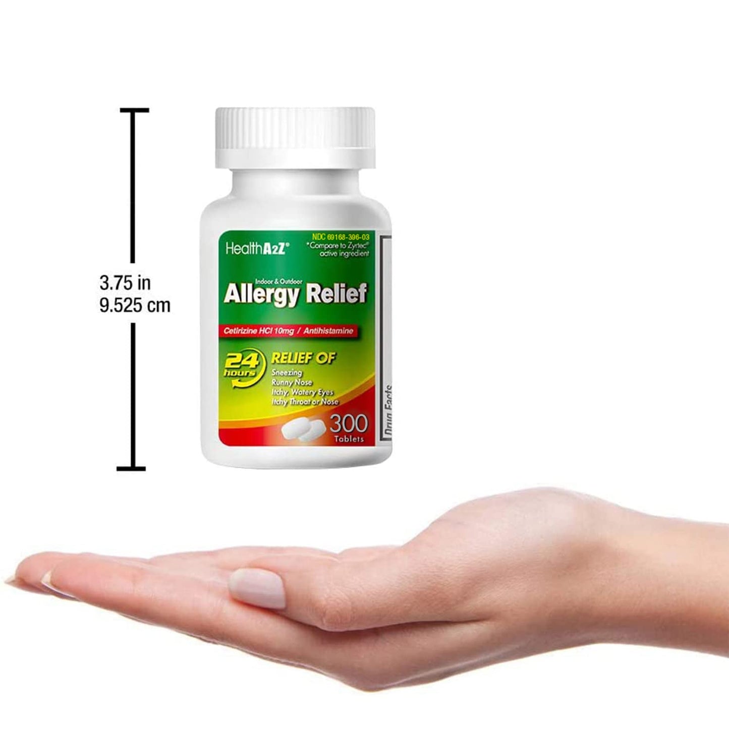 HealthA2Z® Allergy Relief, Cetirizine 10mg, Dye Free, All Day Allergy Relief, Indoor & Outdoor, Relief from Itchy Throat, Sneezing, Runny Noses, 300 Count (Pack of 1), HealthA2Z buy supplements Au