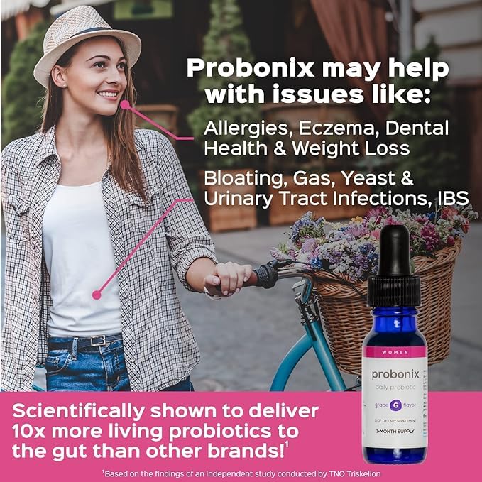 Probonix Humarian Liquid Probiotics for Women - 12-Strain Probiotic Drops to Fortify Women’s Gut Health, Vaginal Health, Immunity and Overall Wellness - 30-Day Supply - Delicious Grape Flavor Probonix buy supplements Au