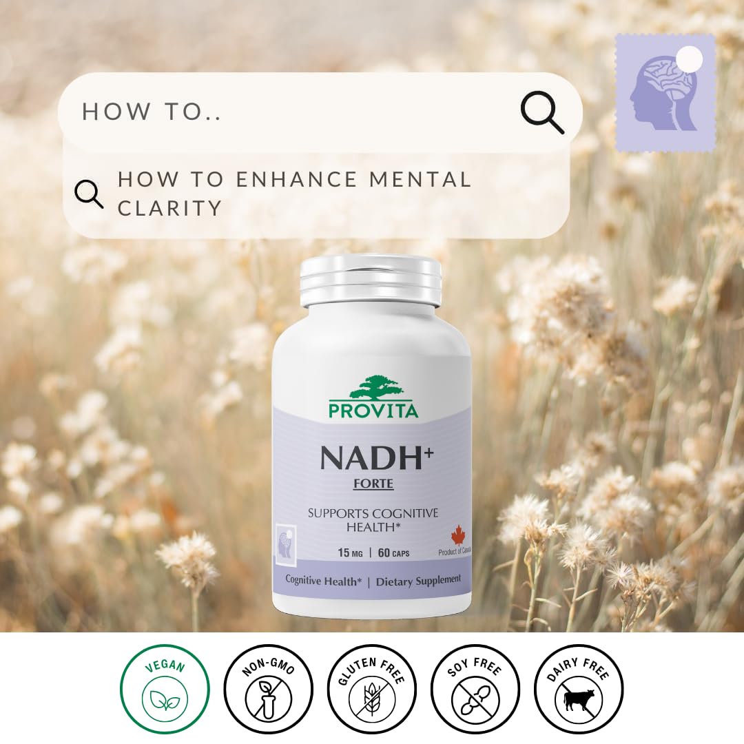 PROVITA NADH+ Forte | Cognitive Support Supplement with NADH, Coenzyme Q10 & Chlorophyll | Energy Support, Focus, Mental Clarity & Brain Health | Vegan Capsules | High Absorption Cellular Formula PROVITABuy Supplements Australia