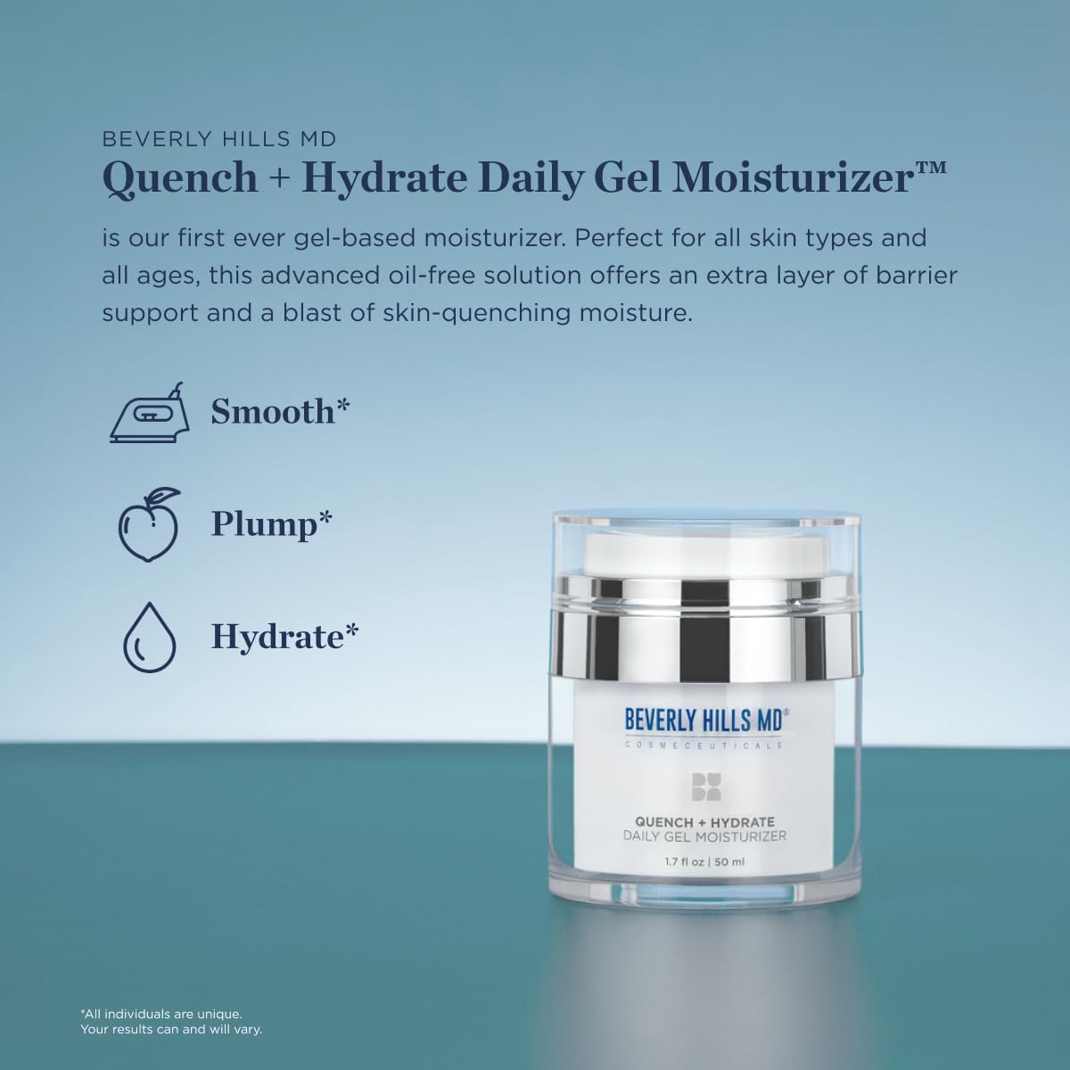 Beverly Hills MD Quench + Hydrate Daily Gel Moisturizer- Visibly Smooth, Plump, Hydrate Face & Neck for Wrinkles, Sagging- Skin Smoothing & Re-Energizing- Visibly Reduce Signs of Aging w/Niacinamide Beverly Hills MDBuy Supplements Australia